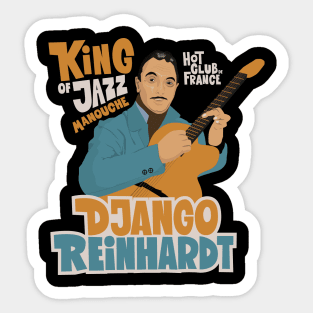 Django Reinhardt: A Jazz Guitar Legend Brought to Life with this Captivating Illustration. Sticker